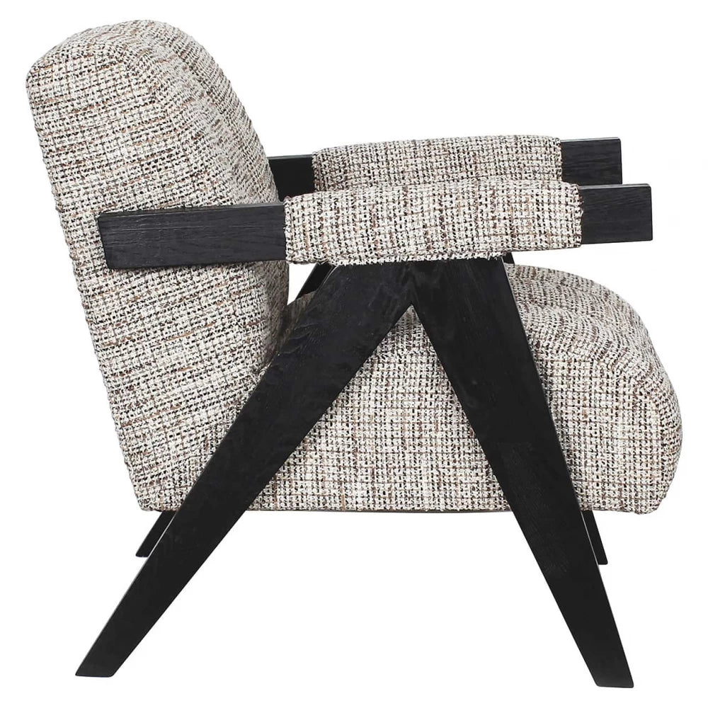 Fotoliu tapitat cu Stofa Bej cu picioare din Lemn de frasin Negru H83xL73xA84cm Clover  Richmond interiors