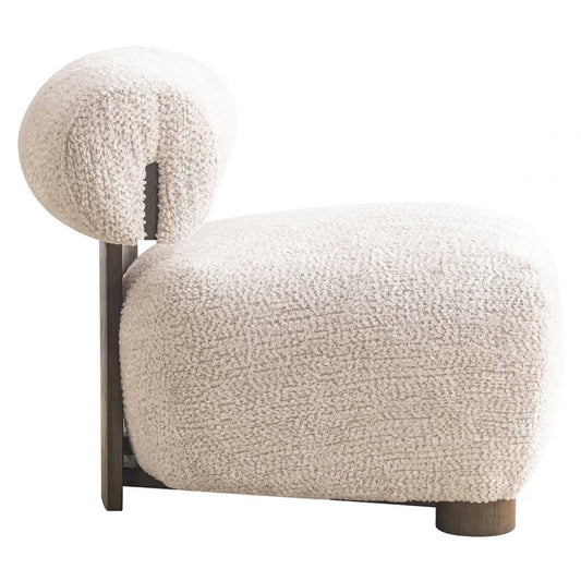 Fotoliu tapitat cu Stofa Crem cu picioare din Lemn Maro H69xL74xA81cm Arabella Richmond interiors