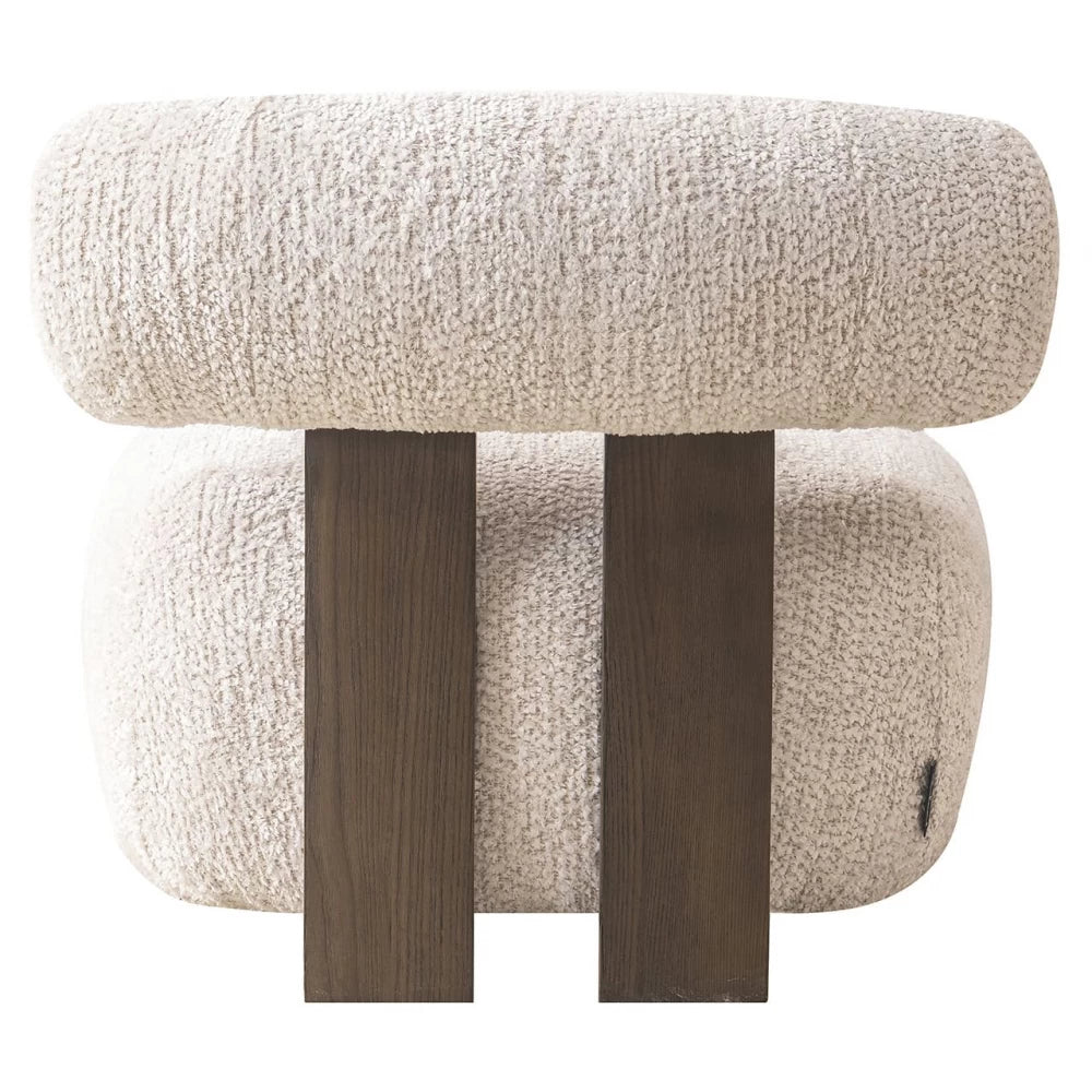 Fotoliu tapitat cu Stofa Crem cu picioare din Lemn Maro H69xL74xA81cm Arabella Richmond interiors