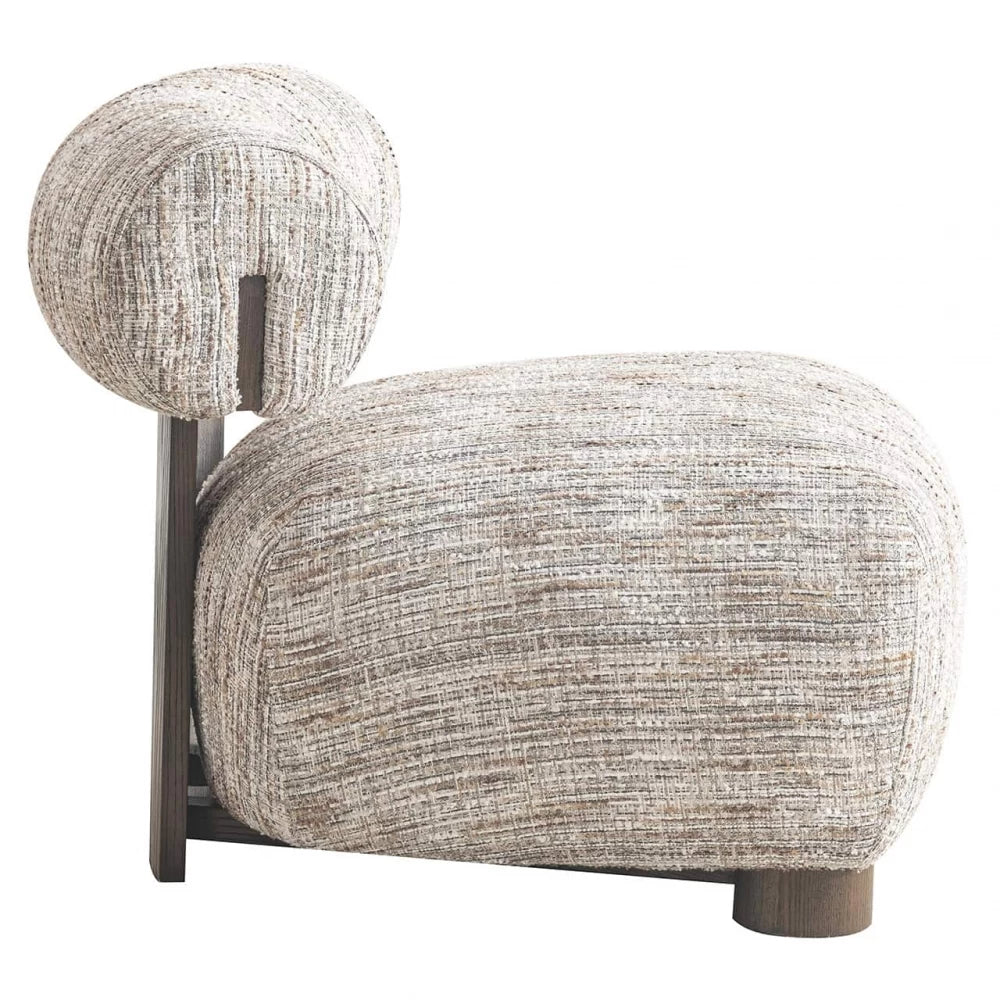 Fotoliu tapitat cu Stofa Grej cu picioare din Lemn Maro H69xL74xA81cm Arabella Richmond interiors
