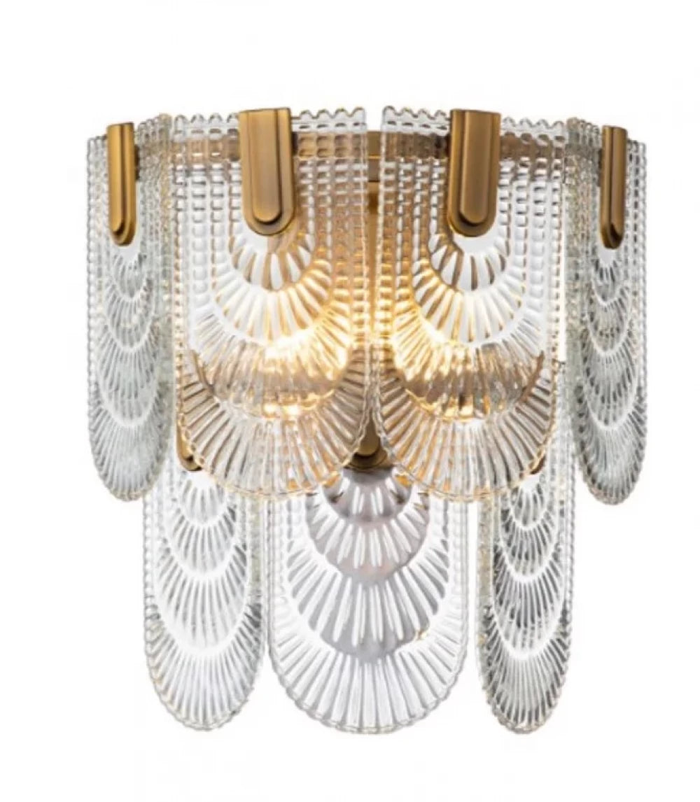 Aplica de perete din Metal Auriu si Sticla Transparent H38xL33cm Sem Richmond interiors