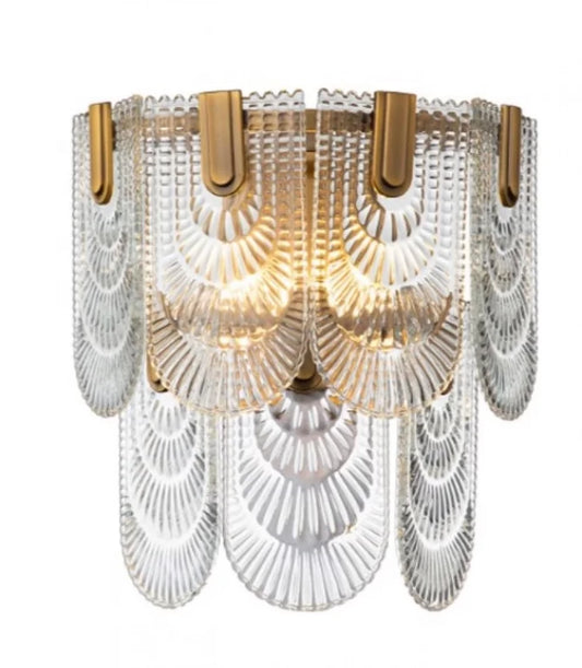 Aplica de perete din Metal Auriu si Sticla Transparent H38xL33cm Sem Richmond interiors