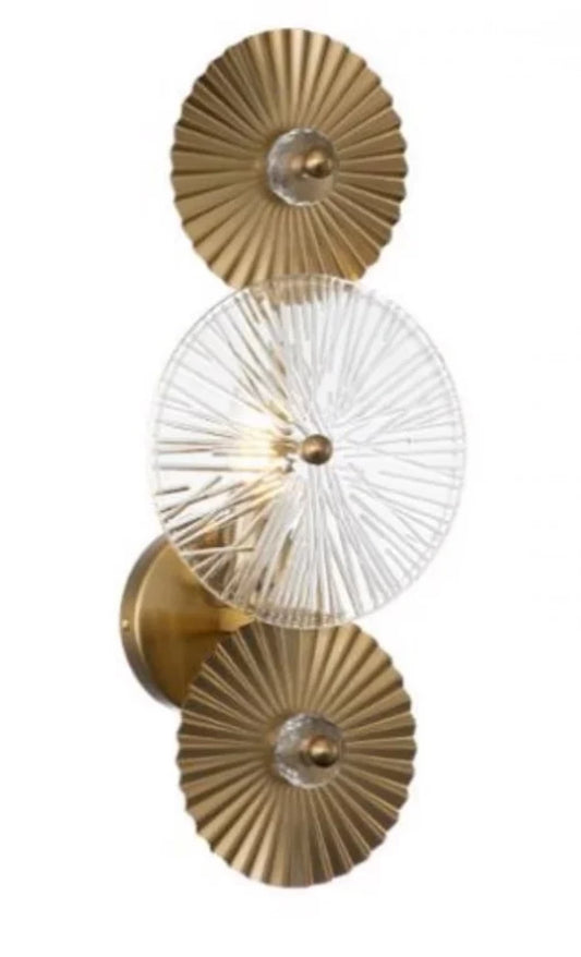 Aplica de perete din Metal Auriu si Sticla Transparent H45xL20cm Aidan Richmond interiors