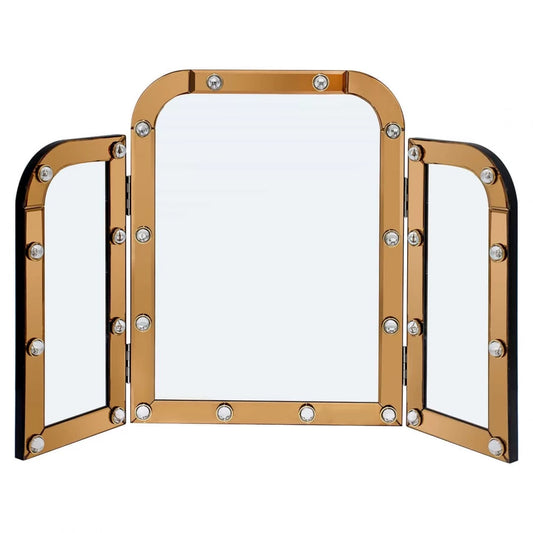 Oglinda Dreptunghiulara cu rama din MDF/Metal Auriu L91xH60cm Jaira
