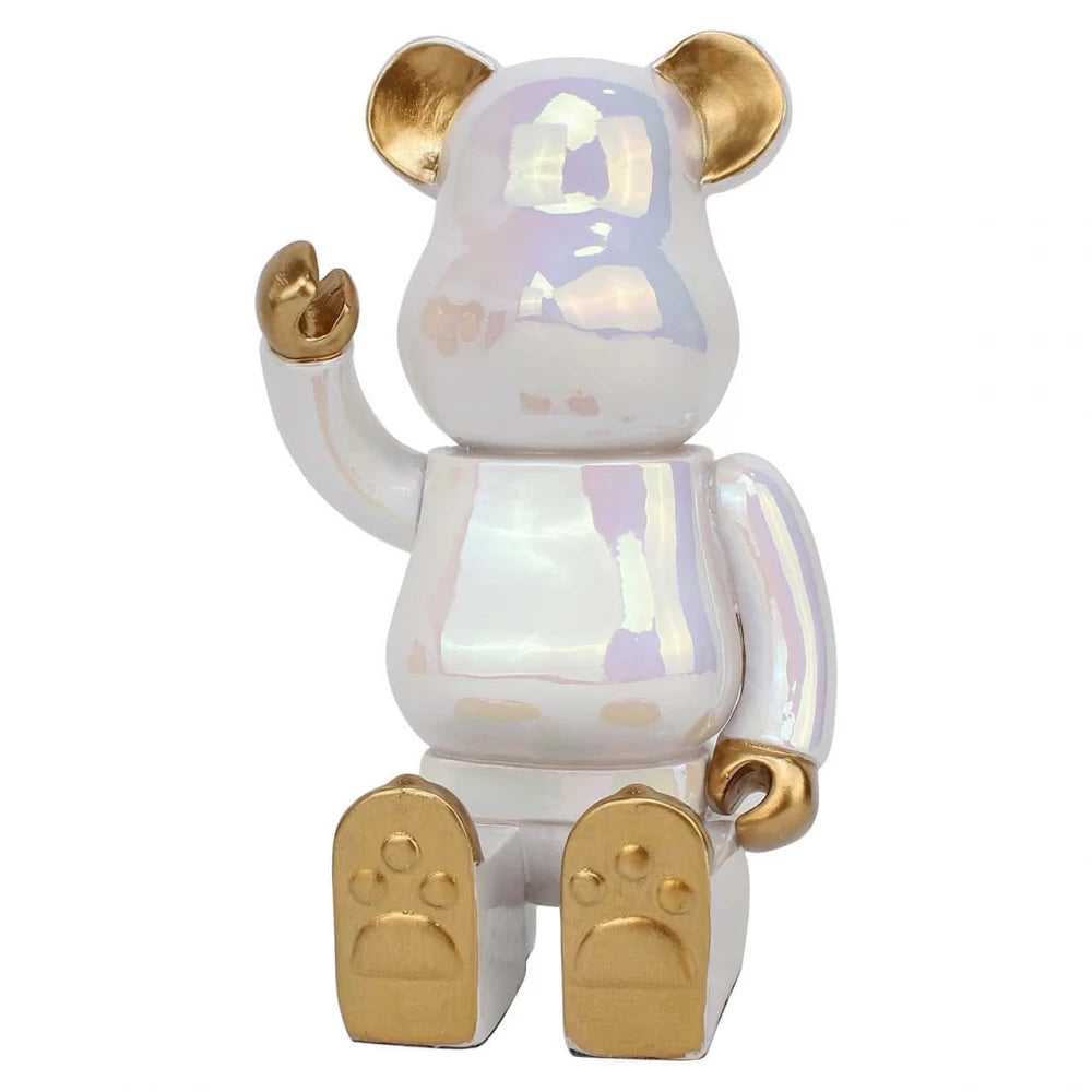 Obiect decorativ din Polirasina Alb/Auriu H20xL11.5cm Berlyn