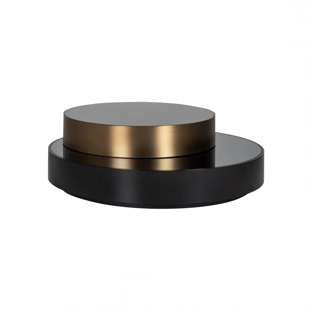 Masuta de cafea din Sticla Negru si Metal Negru/Auriu D112xH55cm Slice