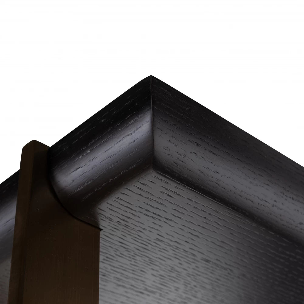 Raft cu oglinda din Furnir de stejar Negru si Metal Auriu L112xH218cm Rigley