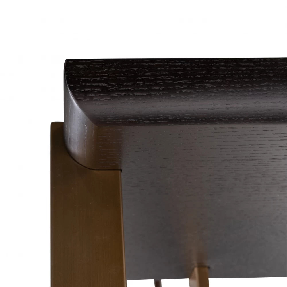 Raft cu oglinda din Furnir de stejar Negru si Metal Auriu L112xH218cm Rigley