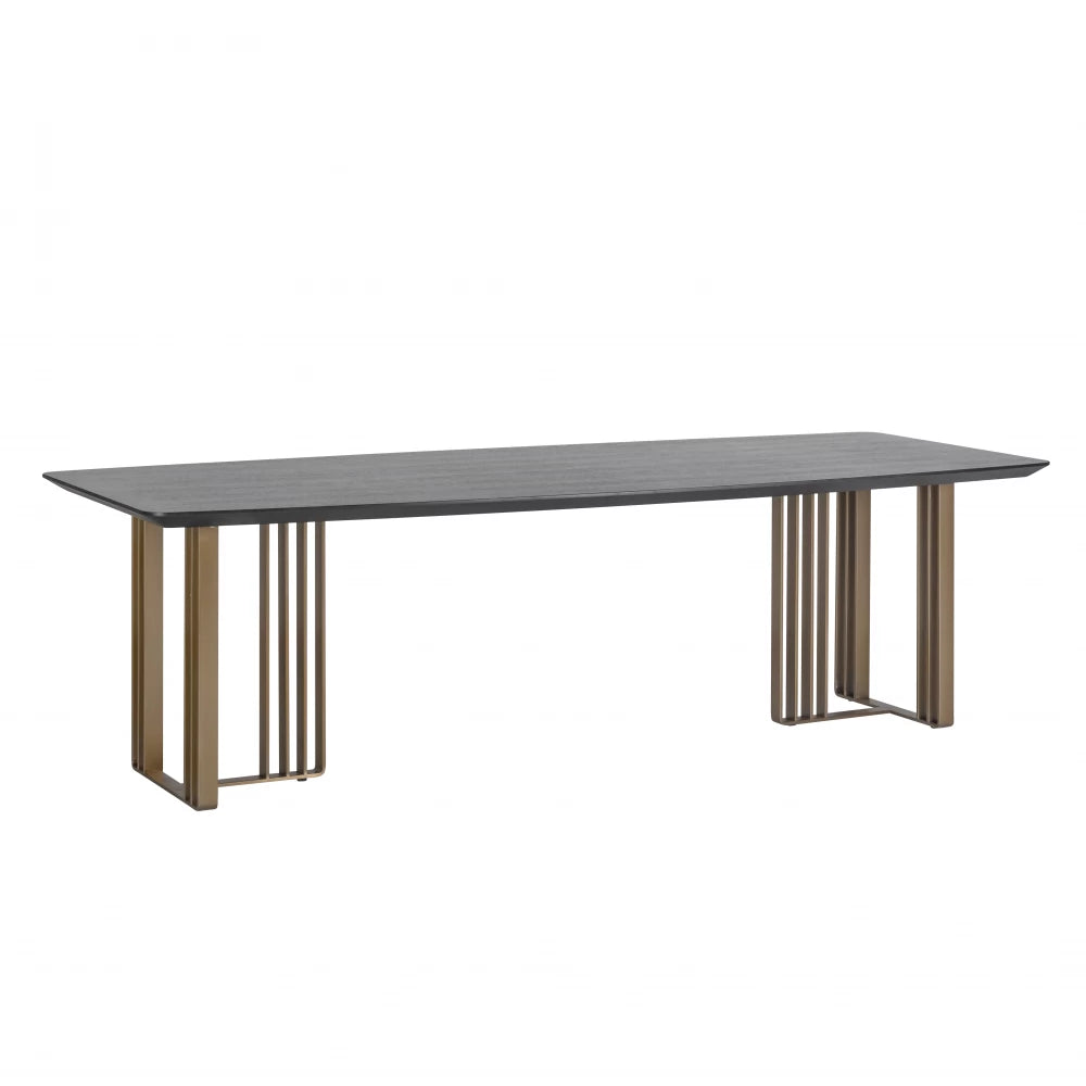 Masa din Furnir de stejar Negru si Metal Auriu L220xH75cm Maverick