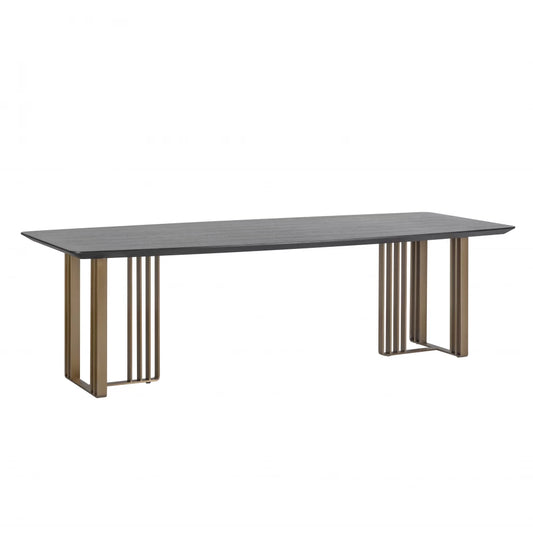 Masa din Furnir de stejar Negru si Metal Auriu L220xH75cm Maverick