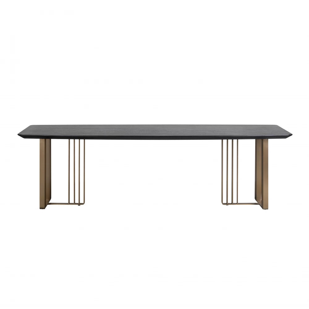 Masa din Furnir de stejar Negru si Metal Auriu L220xH75cm Maverick