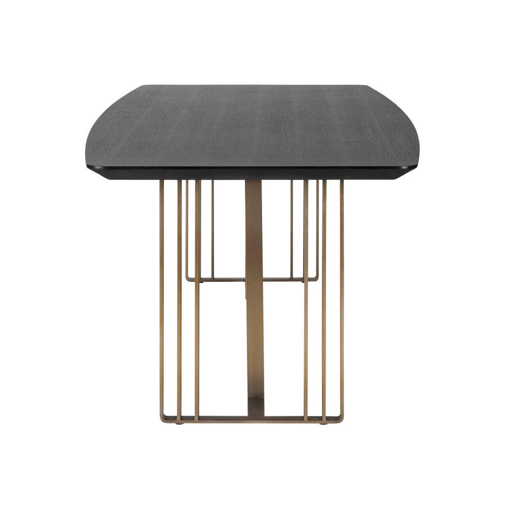 Masa din Furnir de stejar Negru si Metal Auriu L220xH75cm Maverick