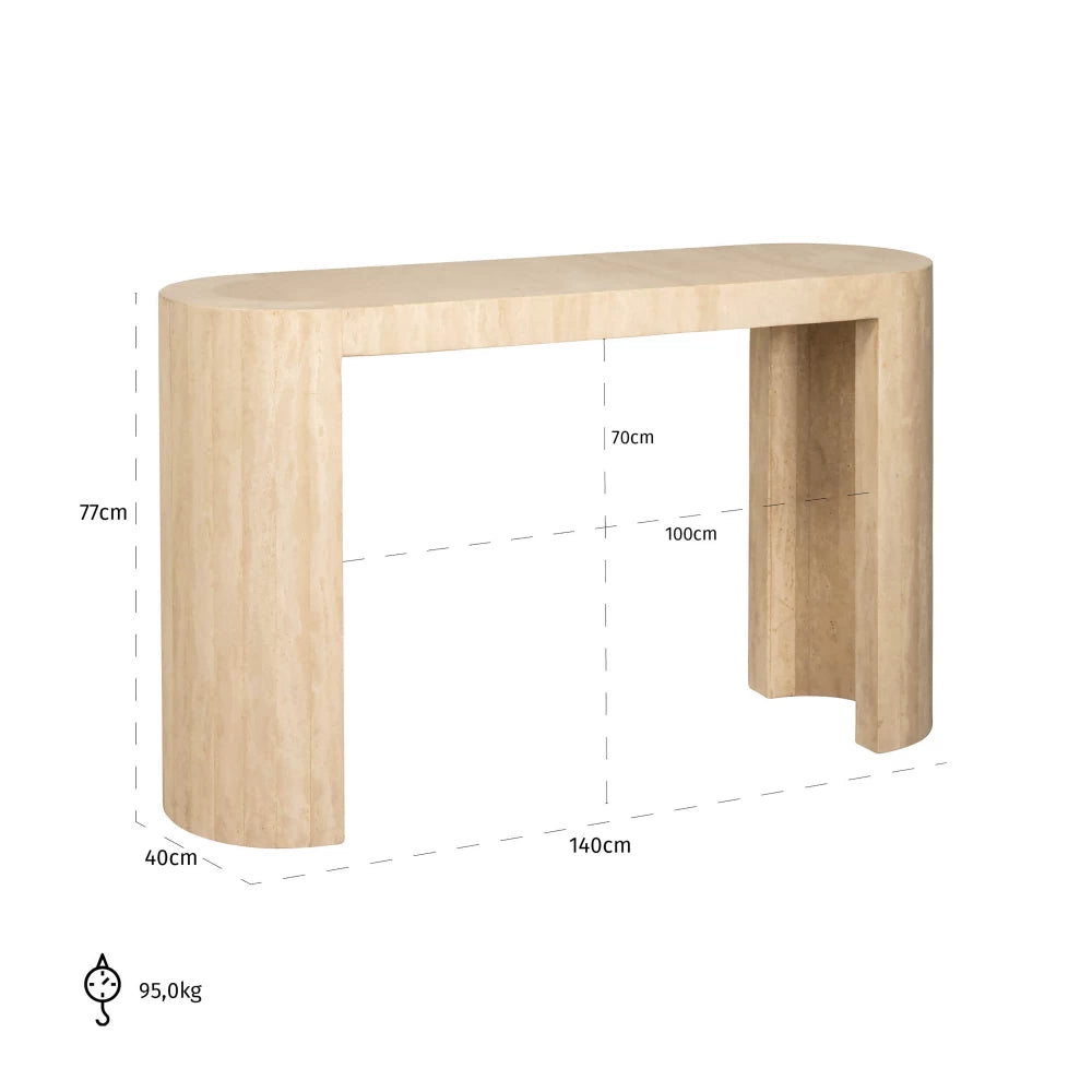 Consola din Travertin Bej L140xH77cm Biltmore
