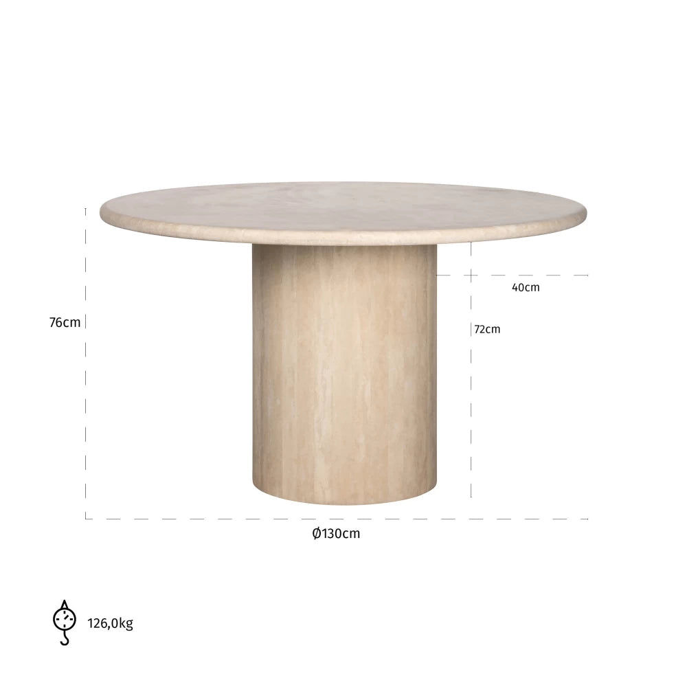 Masa din Travertin Bej D130xH76cm Renaissance