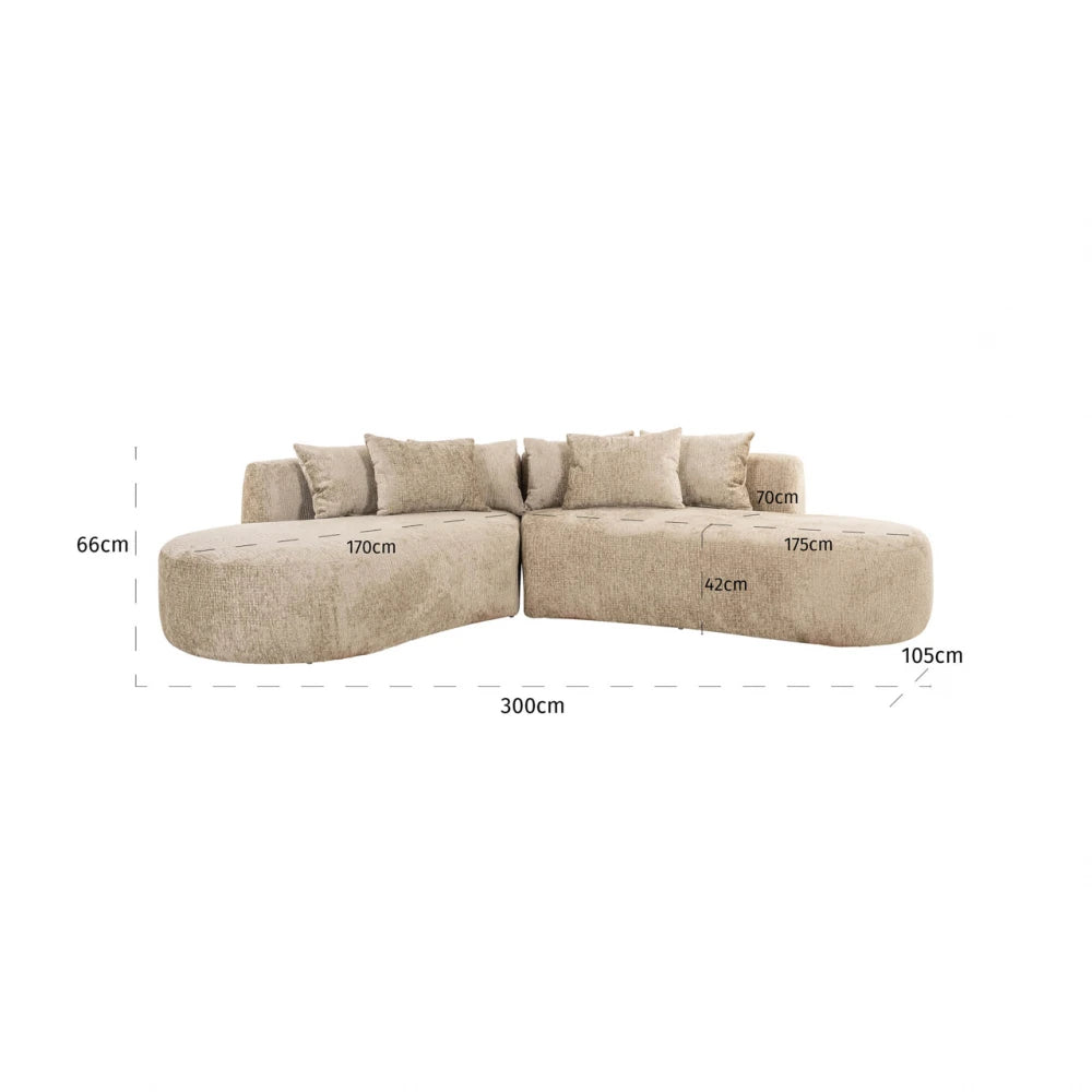 Canapea fixa tapitata cu Stofa Fusion bej L298cm Cassie Richmond interiors