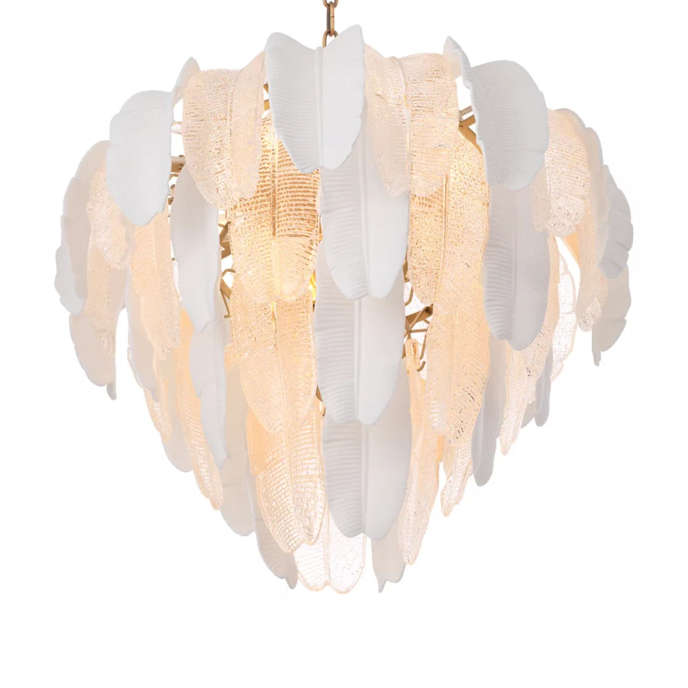 Candelabru din Metal Auriu si Sticla/Ceramica Transparent/Alb H68xD60cm Saint Lucia S Eichholtz