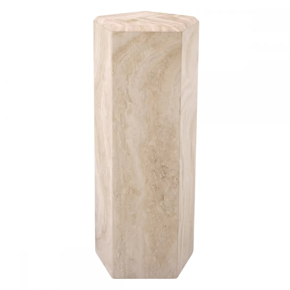 Coloana Hexagonala din Travertin Bej L31xH79.5cm Cuneo Eichholtz