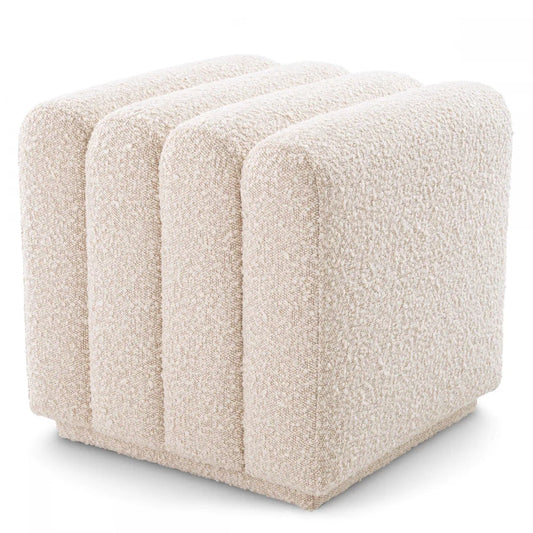 Taburet tapitat cu Stofa boucle Crem H46xL47xA46cm Bente Eichholtz