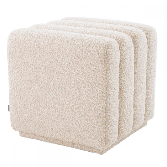 Taburet tapitat cu Stofa boucle Crem H46xL47xA46cm Bente Eichholtz