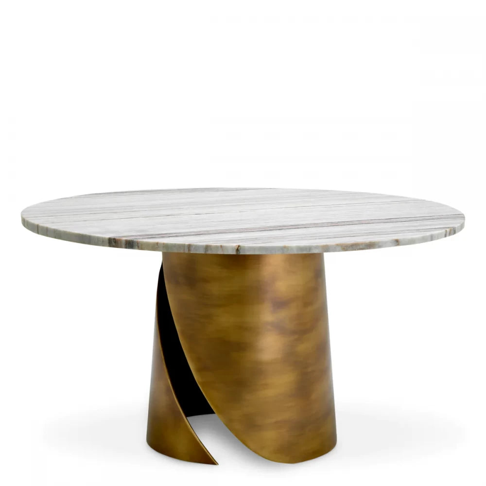 Masuta de cafea Rotunda din Marmura Alb si Aluminiu Alama D79.5xH43.5cm Nuova Eichholtz