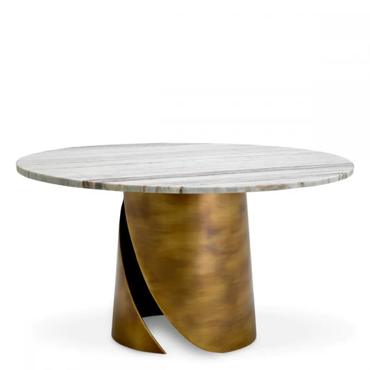 Masuta de cafea Rotunda din Marmura Alb si Aluminiu Alama D79.5xH43.5cm Nuova Eichholtz