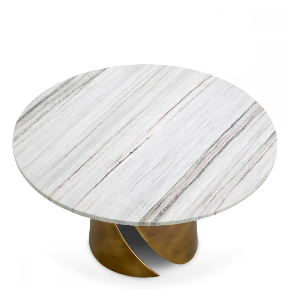 Masuta de cafea Rotunda din Marmura Alb si Aluminiu Alama D79.5xH43.5cm Nuova Eichholtz