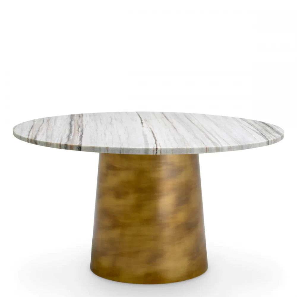 Masuta de cafea Rotunda din Marmura Alb si Aluminiu Alama D79.5xH43.5cm Nuova Eichholtz