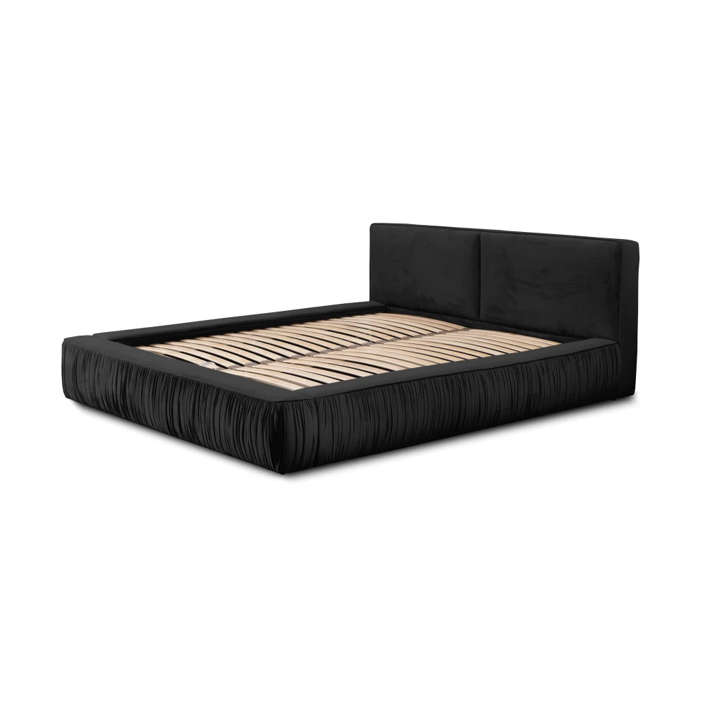 Pat 180x200cm tapitat cu Catifea Negru Naomi