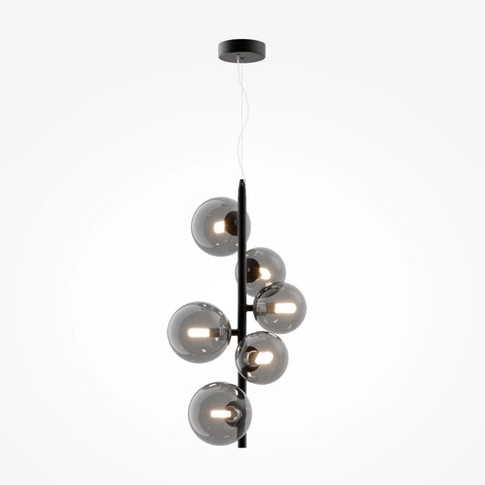 Lustra din Metal si Sticla Negru/Gri cu 6 becuri G9 28W D29xH170cm Dallas