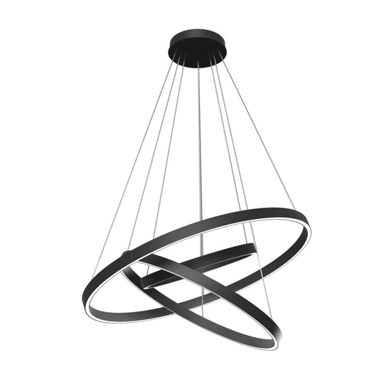 Lustra rotunda cu inaltime reglabila din Aluminiu Negru cu LED D80xH120cm Rim