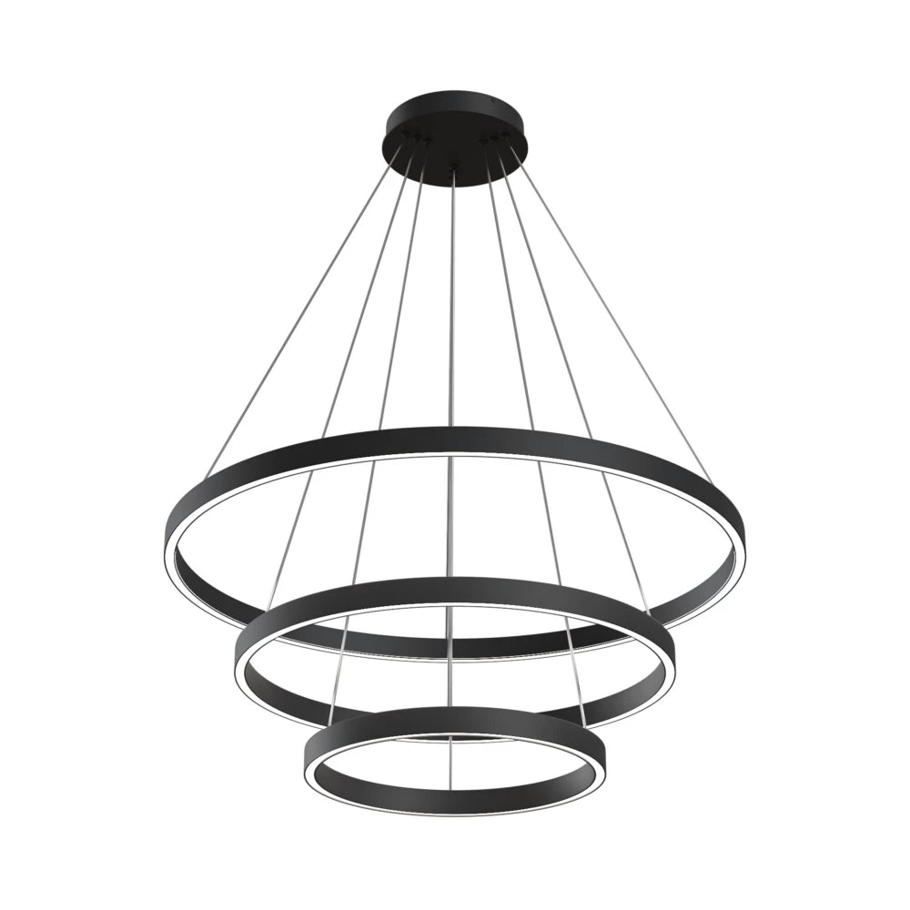 Lustra rotunda cu inaltime reglabila din Aluminiu Negru cu LED D80xH120cm Rim