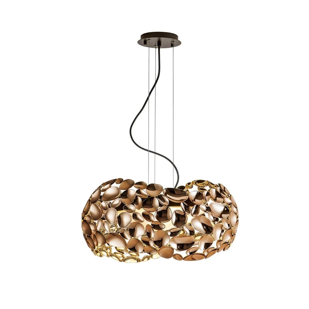 Lustra rotunda cu inaltime reglabila din Metal Auriu cu 5 becuri D47xH135cm Narisa