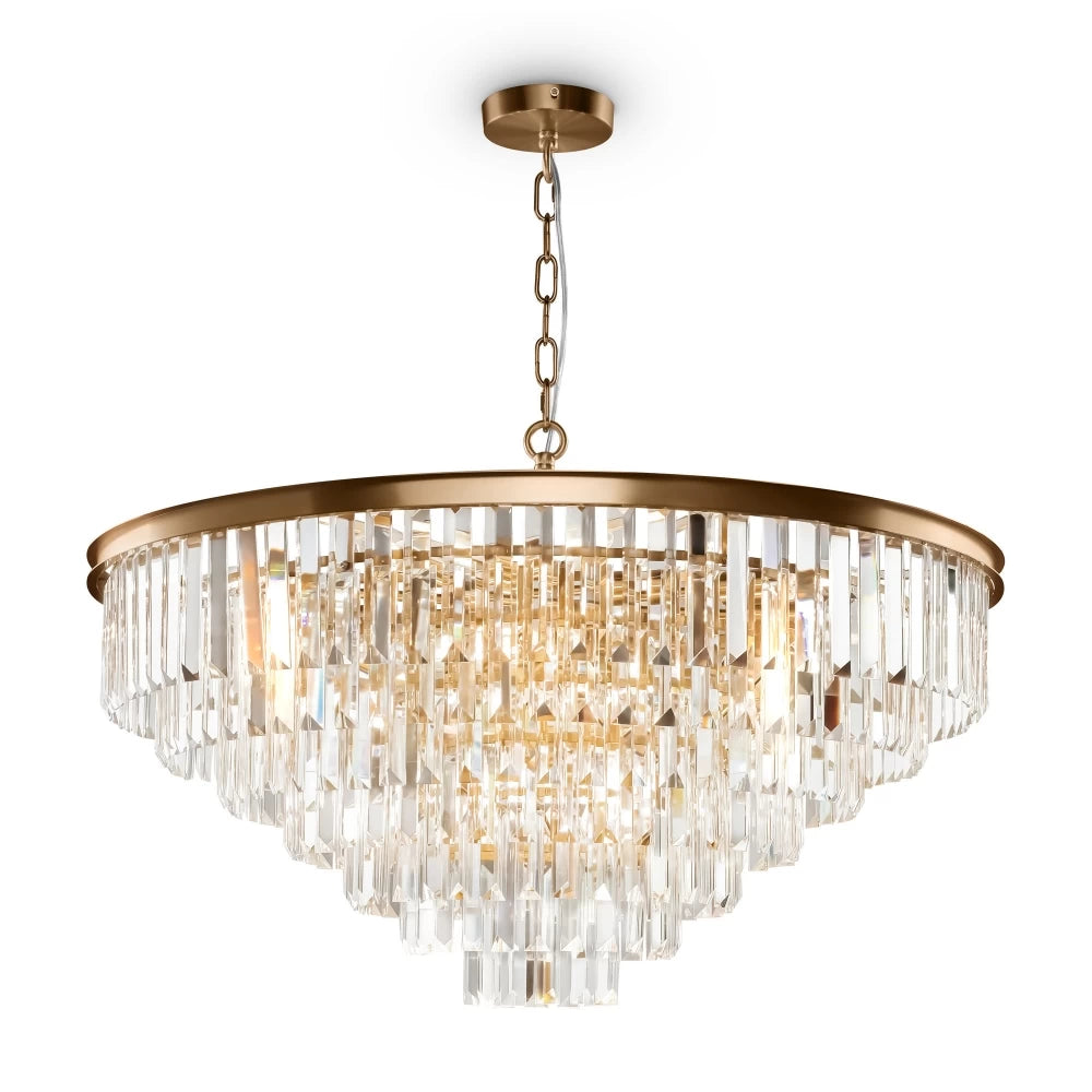 Lustra rotunda cu inaltime reglabila din Cristal Transparent cu 16 becuri D80xH127cm Revero
