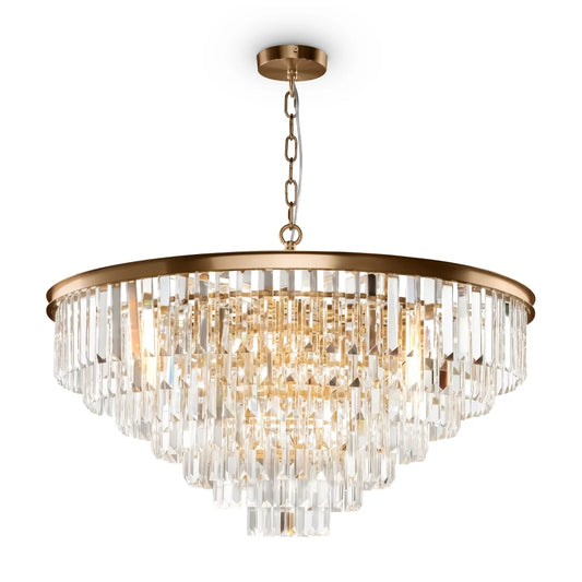 Lustra rotunda cu inaltime reglabila din Cristal Transparent cu 16 becuri D80xH127cm Revero