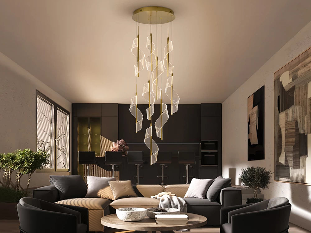 Candelabru din Metal Auriu si Metacrilat Transparent D55xH300cm Velas
