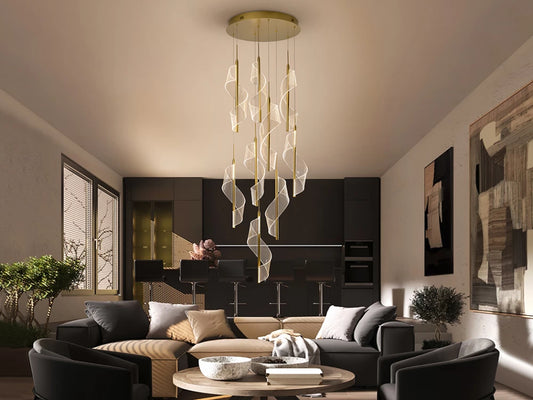 Candelabru din Metal Auriu si Metacrilat Transparent D55xH300cm Velas