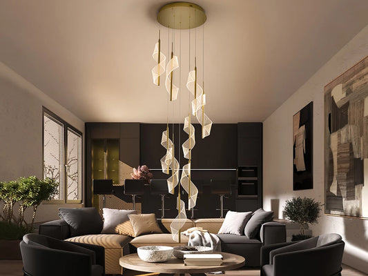 Candelabru din Metal Auriu si Metacrilat Transparent D55xH300cm Velas