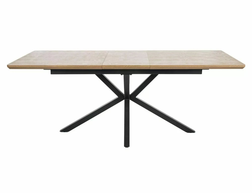 Masa Extensibila de 10 persoane din MDF+Furnir de stejar si Metal Negru mat L160-200xH75cm Logan