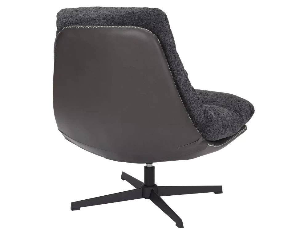 Fotoliu rotativ tapitat cu Stofa Gri inchis si piele sintetica Negru si picioare din Metal Negru H91xL79xA87cm Felicia