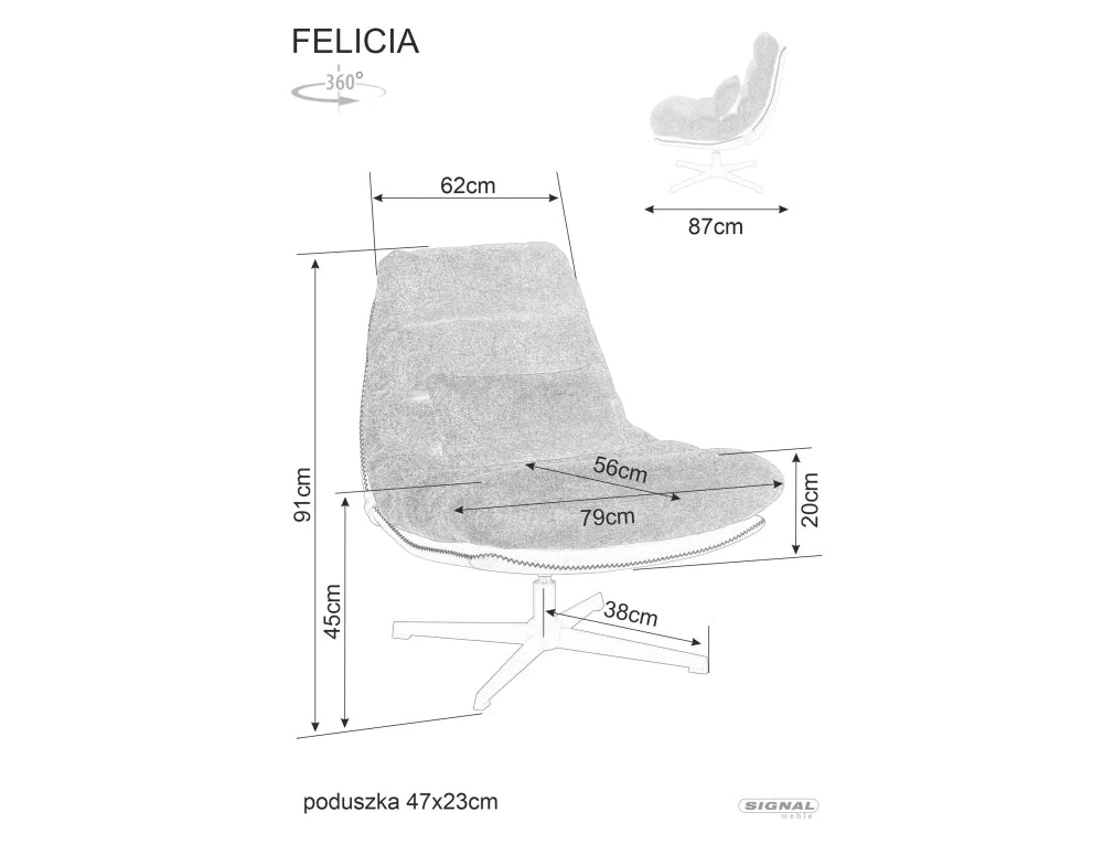 Fotoliu rotativ tapitat cu Stofa Gri inchis si piele sintetica Negru si picioare din Metal Negru H91xL79xA87cm Felicia