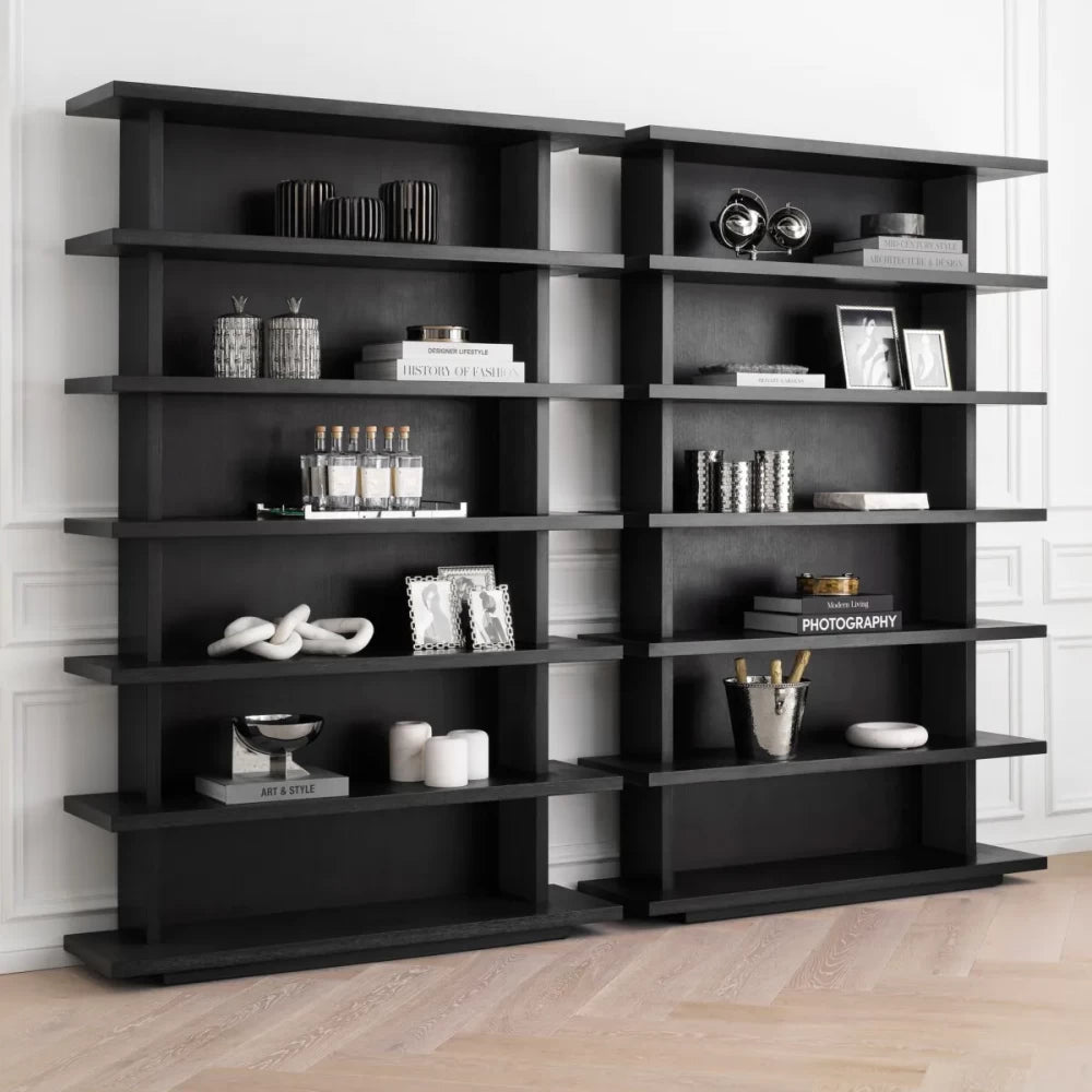 Biblioteca din Furnir de stejar Gri carbune L150xH230cm Eichholtz Malibu