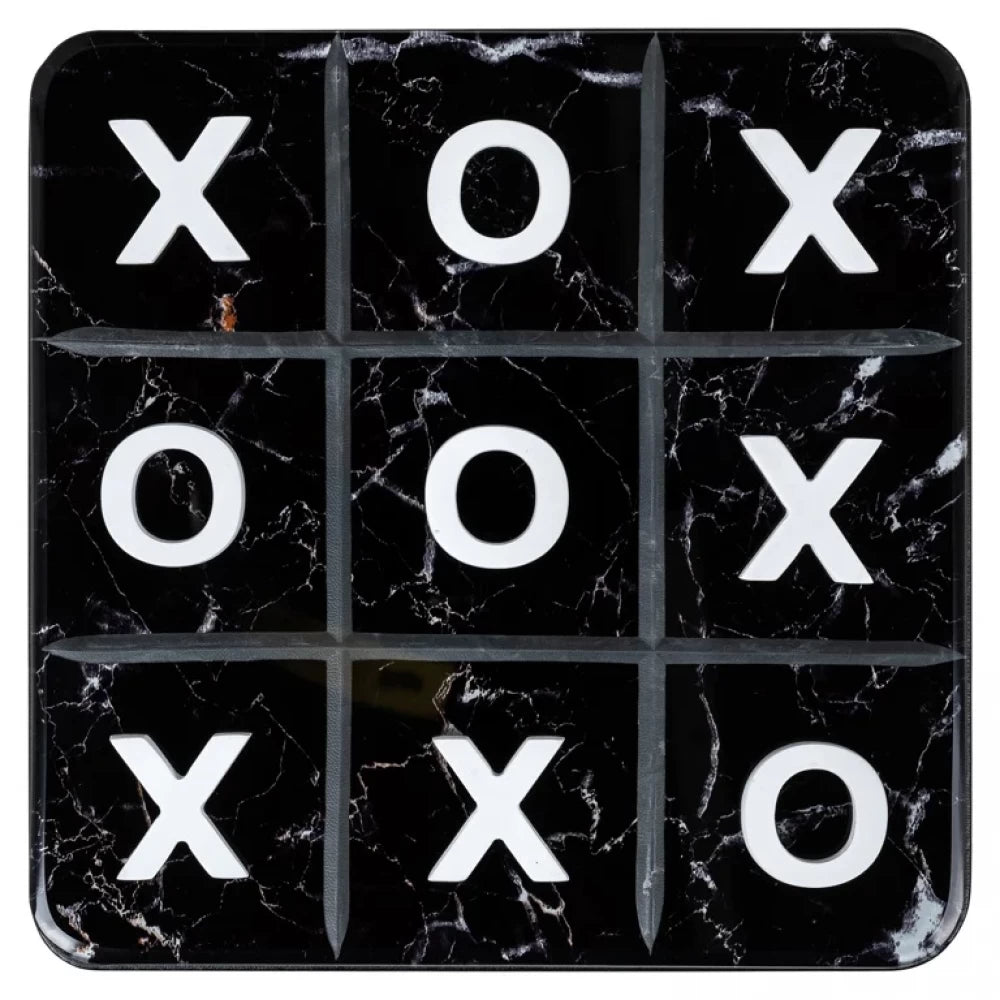 Joc tic tac toe din MDF/Sticla/Renexe Negru/Alb H3xL25cm Trixi