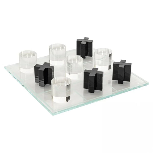 Joc tic tac toe din Sticla Negru/Transparent H6xL30cm Zala
