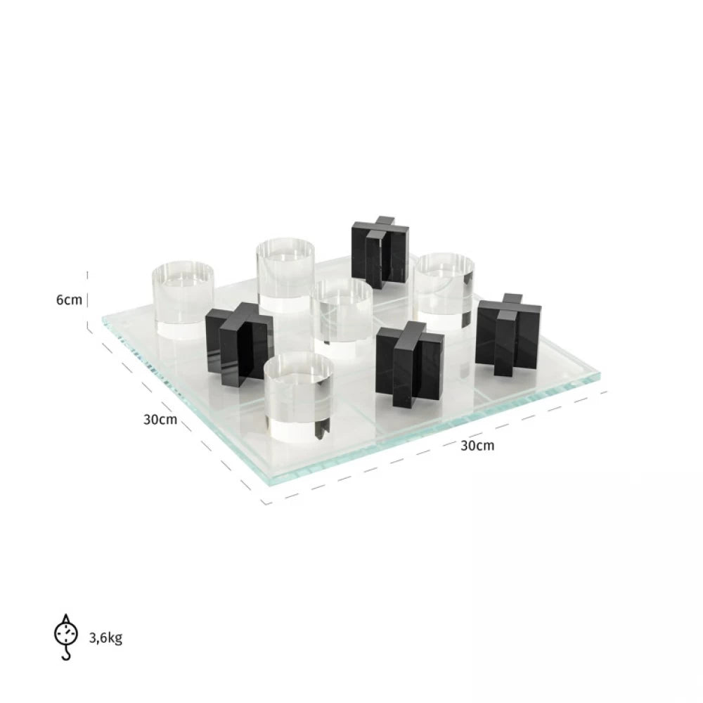 Joc tic tac toe din Sticla Negru/Transparent H6xL30cm Zala