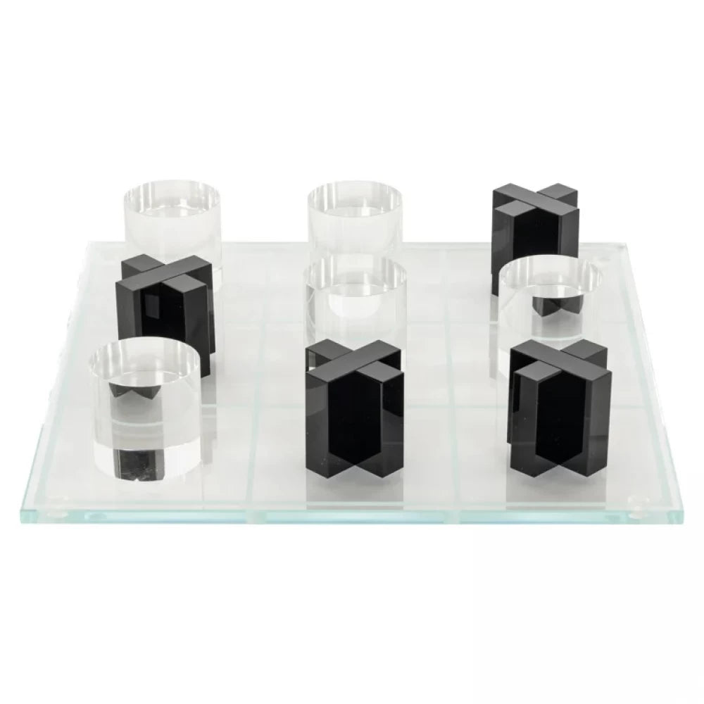 Joc tic tac toe din Sticla Negru/Transparent H6xL30cm Zala