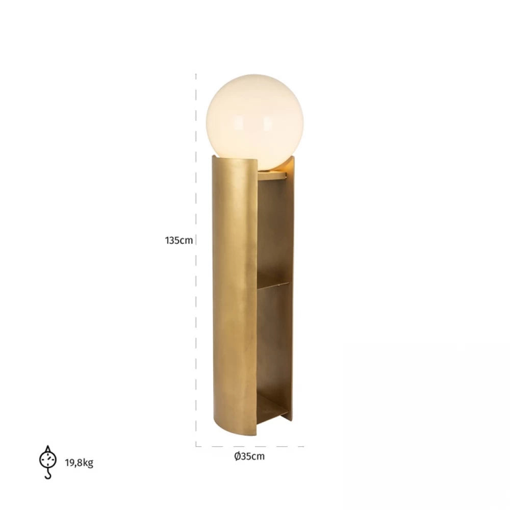 Lampa de podea din Metal/Sticla Auriu/Alb H135xD35cm Verdon Richmond Interiors