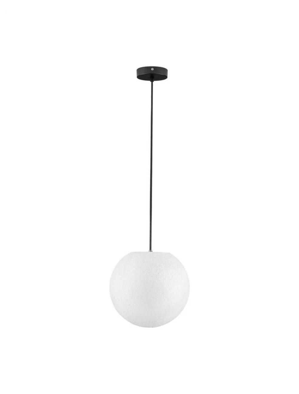 Pendul de exterior din metal Negru si Abajur din Fibra de rasina Alb H250xD30cm IP65 5W Moon