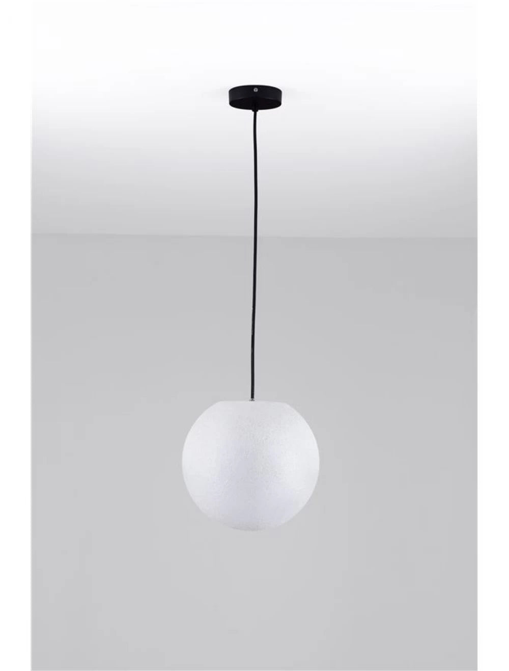 Pendul de exterior din metal Negru si Abajur din Fibra de rasina Alb H250xD30cm IP65 5W Moon