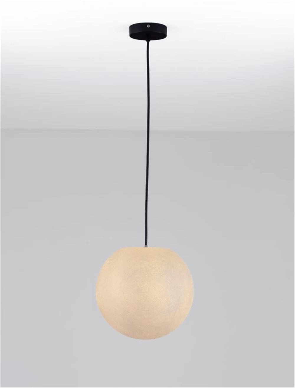 Pendul de exterior din metal Negru si Abajur din Fibra de rasina Alb H250xD30cm IP65 5W Moon