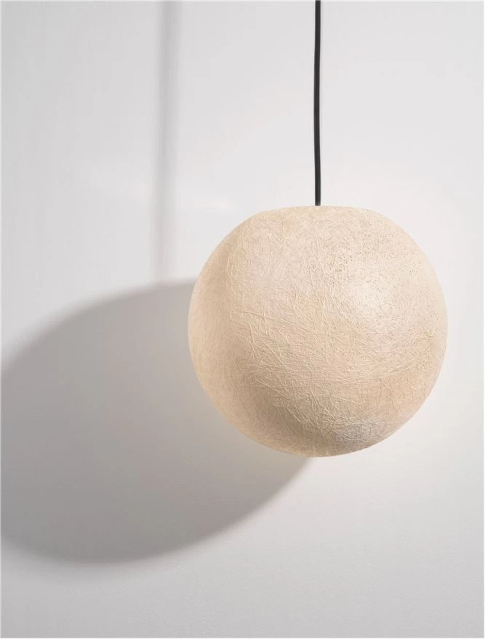Pendul de exterior din metal Negru si Abajur din Fibra de rasina Alb H250xD30cm IP65 5W Moon